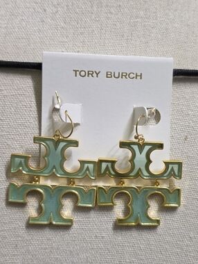 Tory Burch Transparent Green Drop Earrings